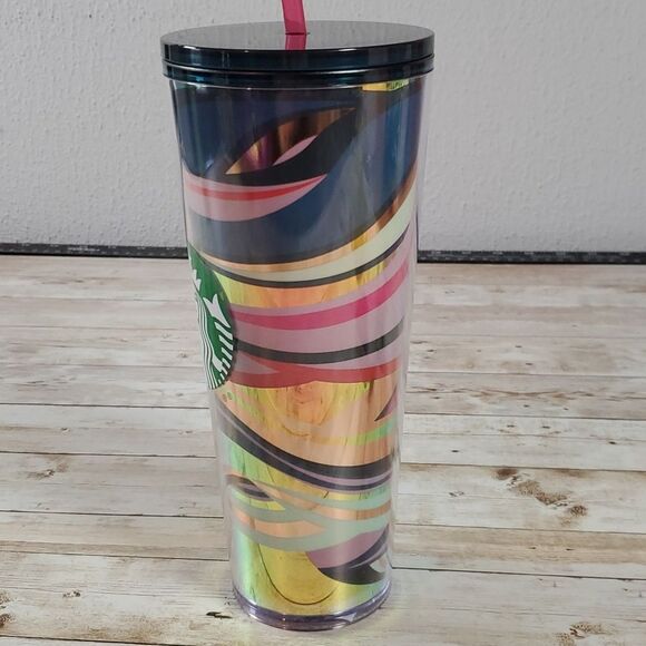 Starbucks Holiday 2021 Christmas Ribbon Iridescent Swirl Venti Cold Tumbler 24oz - Picture 4 of 6